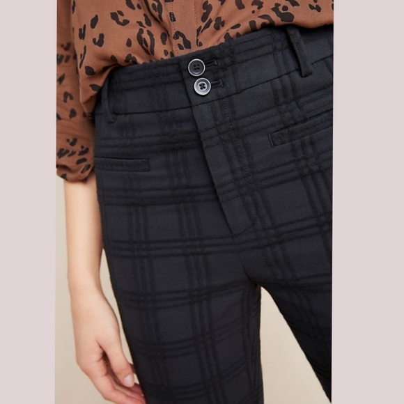 ANTHROPOLOGIE ESSENTIAL SLIM JACQUARD TROUSER PANT - Picture 4 of 8